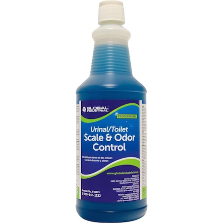 Global Industrial Urinal/Toilet Scale & Odor Control, 1 Quart Bottles, 12PK 641619